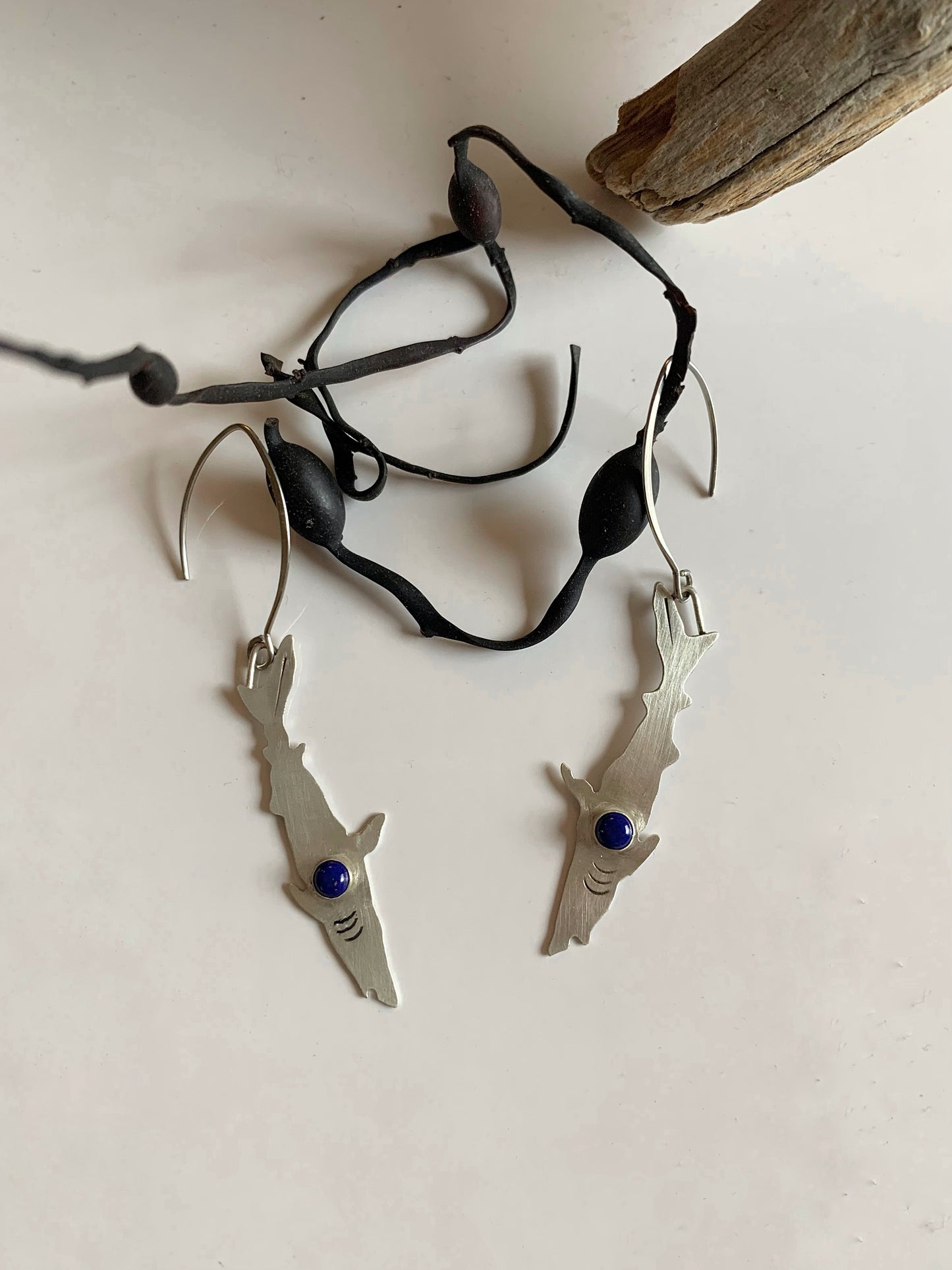 Shark & Lapis Dangle Earrings