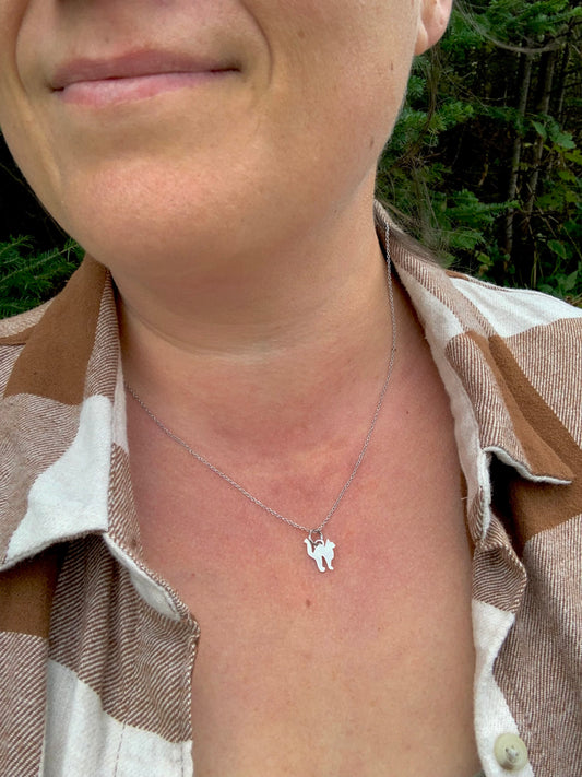 Stretching Cat Mini Necklace