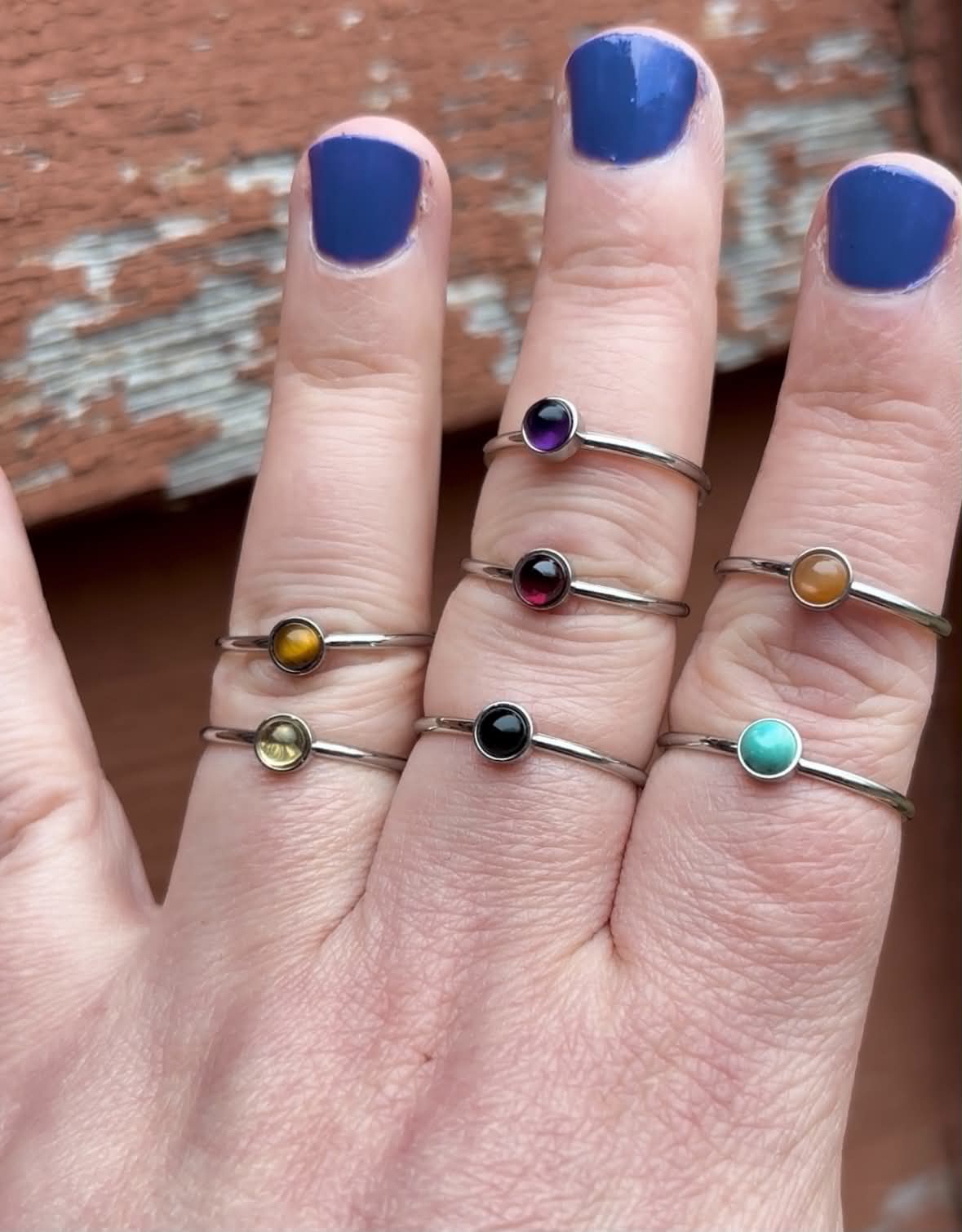 Stainless Adjustable Gemstone Ring