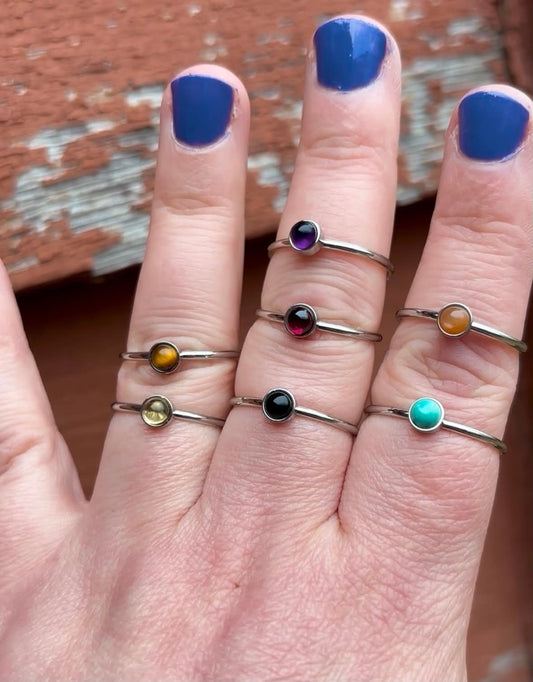 Stainless Adjustable Gemstone Ring