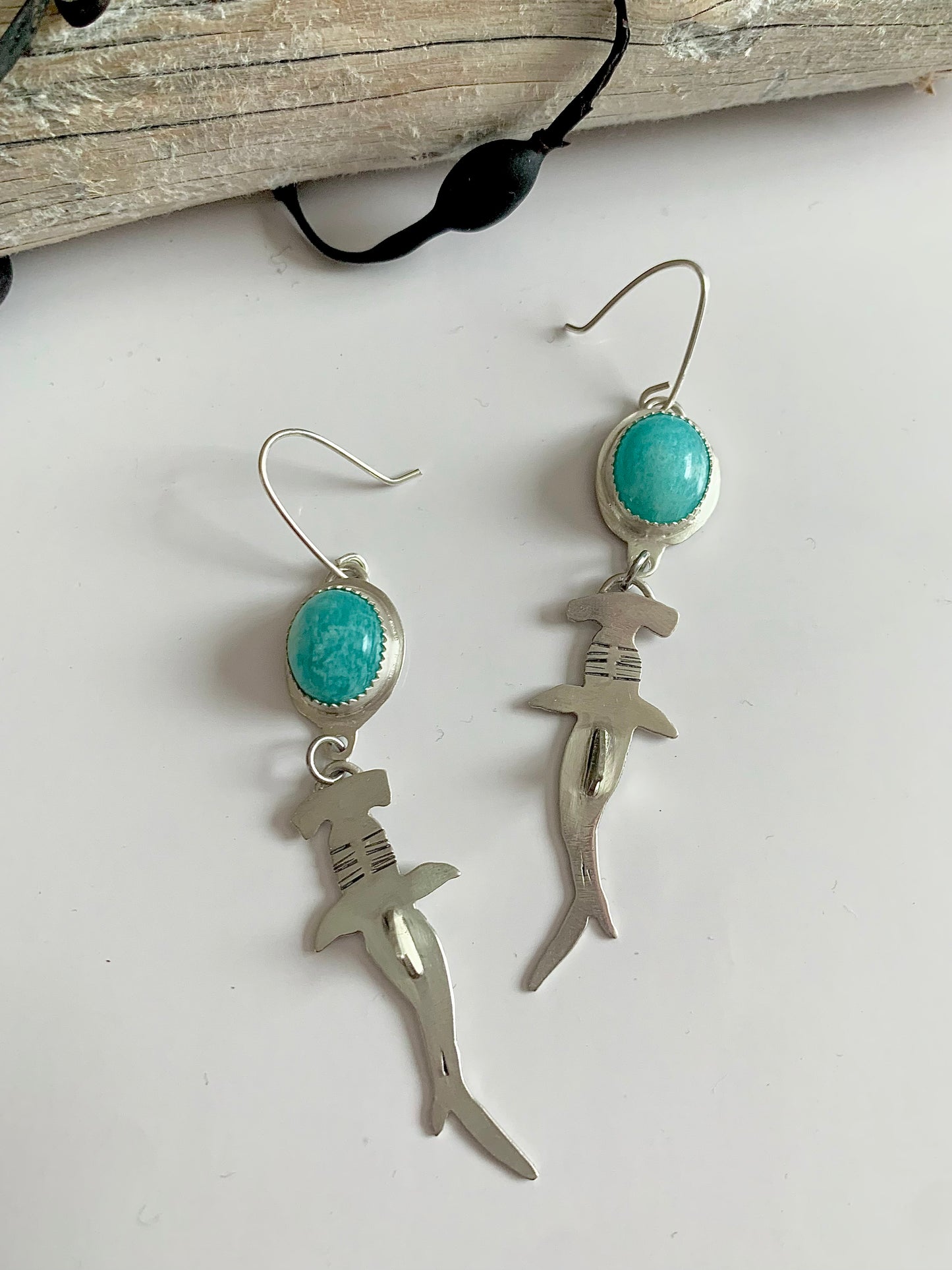 Hammerhead Shark & Amazonite Earrings