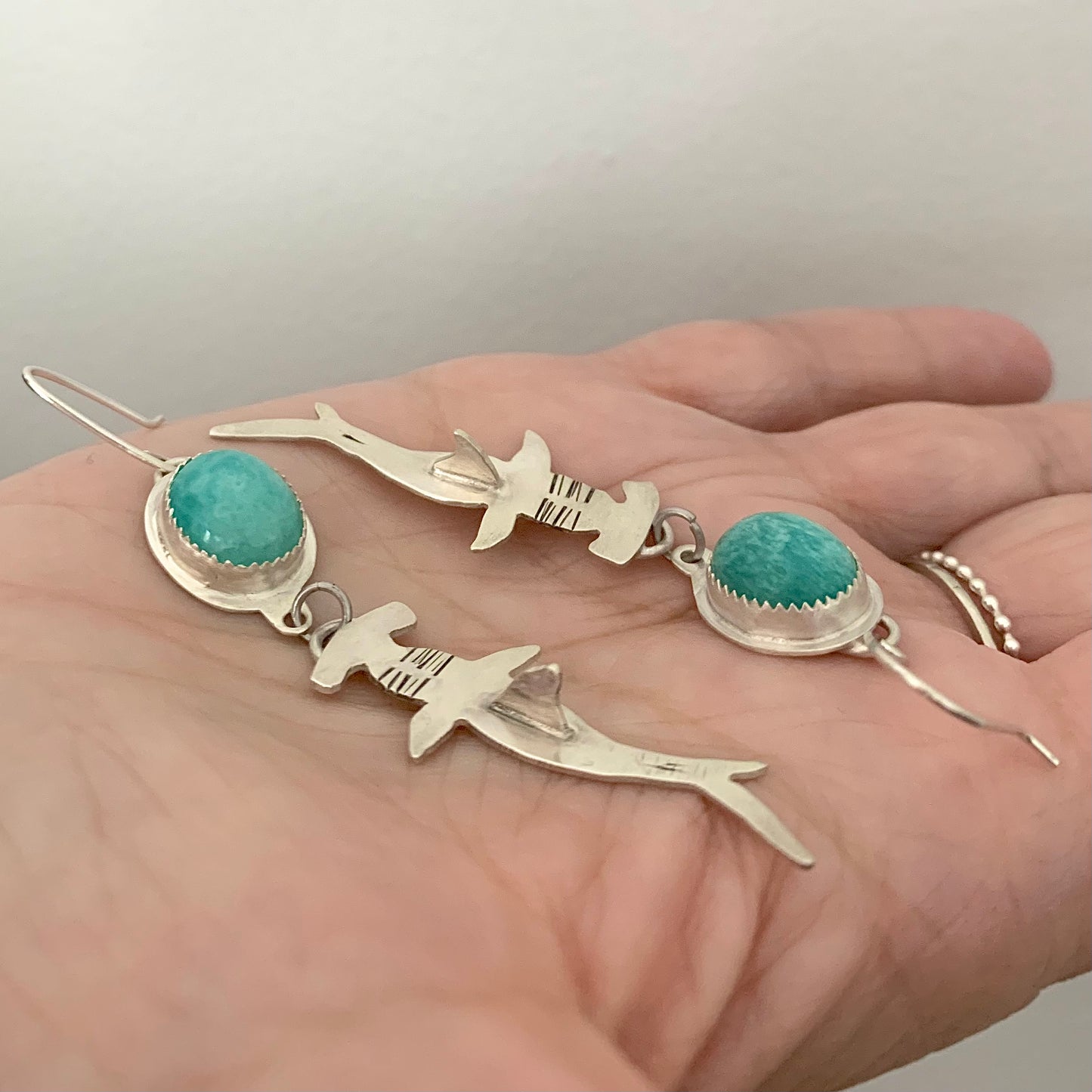 Hammerhead Shark & Amazonite Earrings