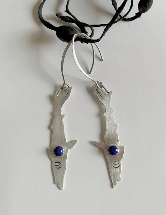 Shark & Lapis Dangle Earrings