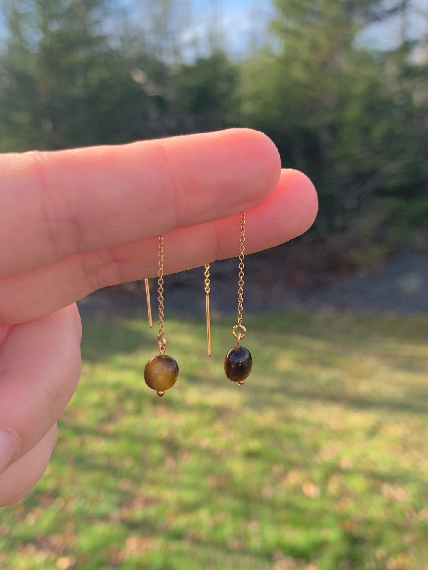 Tiger's Eye Threader Earring